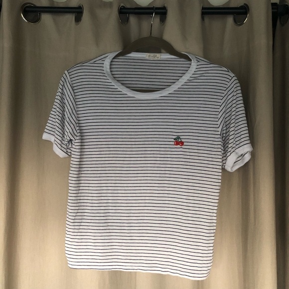 Brandy Melville Nadine Striped Cherry Tee - Picture 6 of 7
